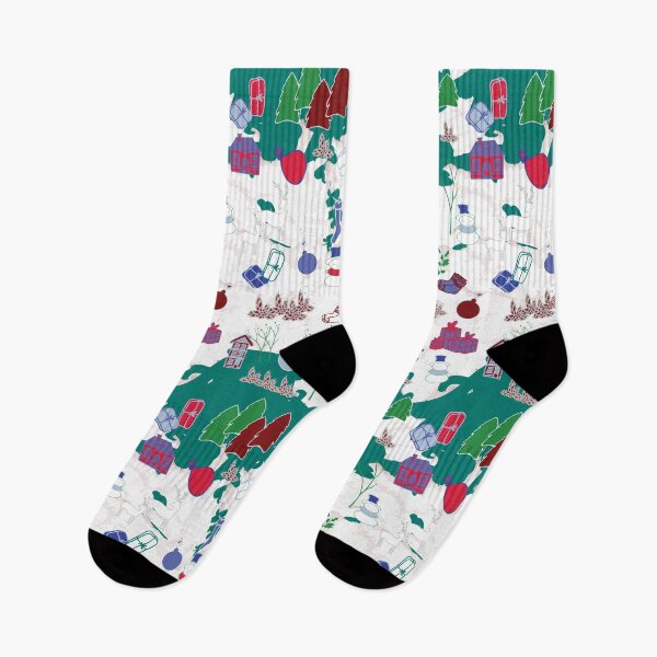 Item preview, Winter Wonderland Festivities Pattern Red on Dark green designed and sold by ara-designs.
