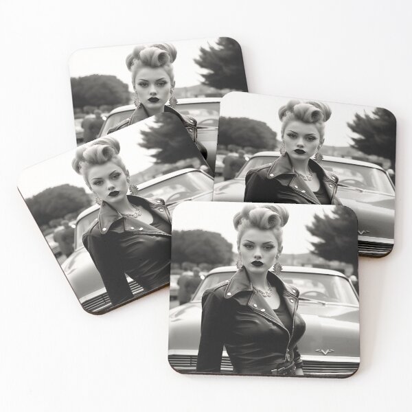 Item preview, Chica Greaser Punk frente a un auto antiguo designed and sold by dcrc.