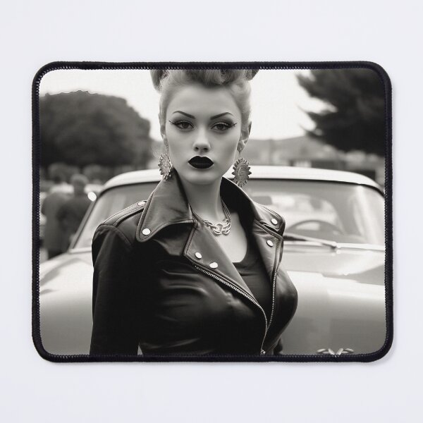 Item preview, Greaser Punk Girl in front of a Vintage Car designed and sold by dcrc.