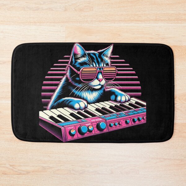 Item preview, Synth Cat - Retro 80's Musical Tee designed and sold by BrokeRun.