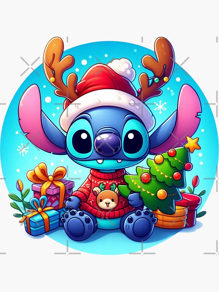 Santa Stitch Happy New Year Stitch Sticker for Sale by BukovskyART