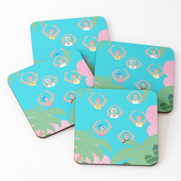 Item preview, Modern Tropical  Artistic Swimmers Pool Illustration designed and sold by pink-cowboy.