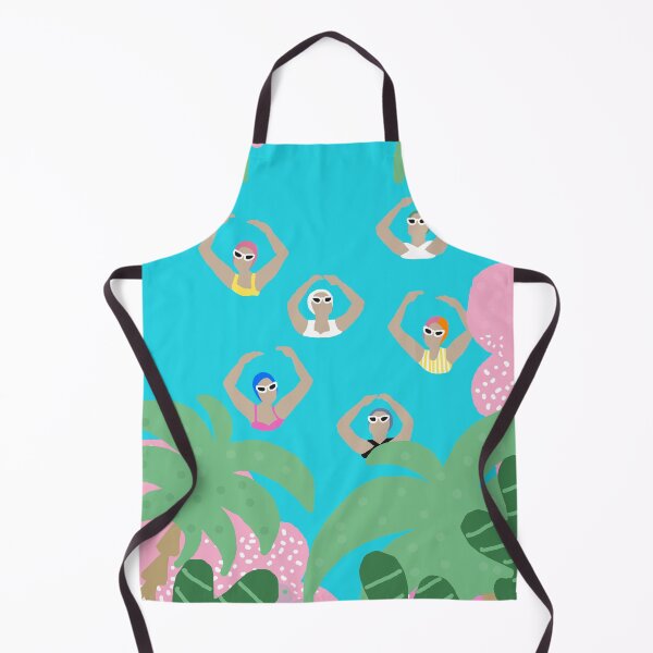 Item preview, Modern Tropical Artistic Swimmers Pool Illustration designed and sold by pink-cowboy.