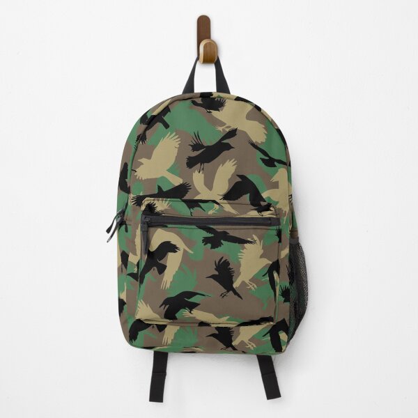 Aperçu de l'œuvre Corbeau Corbeau Oiseaux Volants Motif Camouflage Jungle Verte créée et vendue par GrandeDuc.