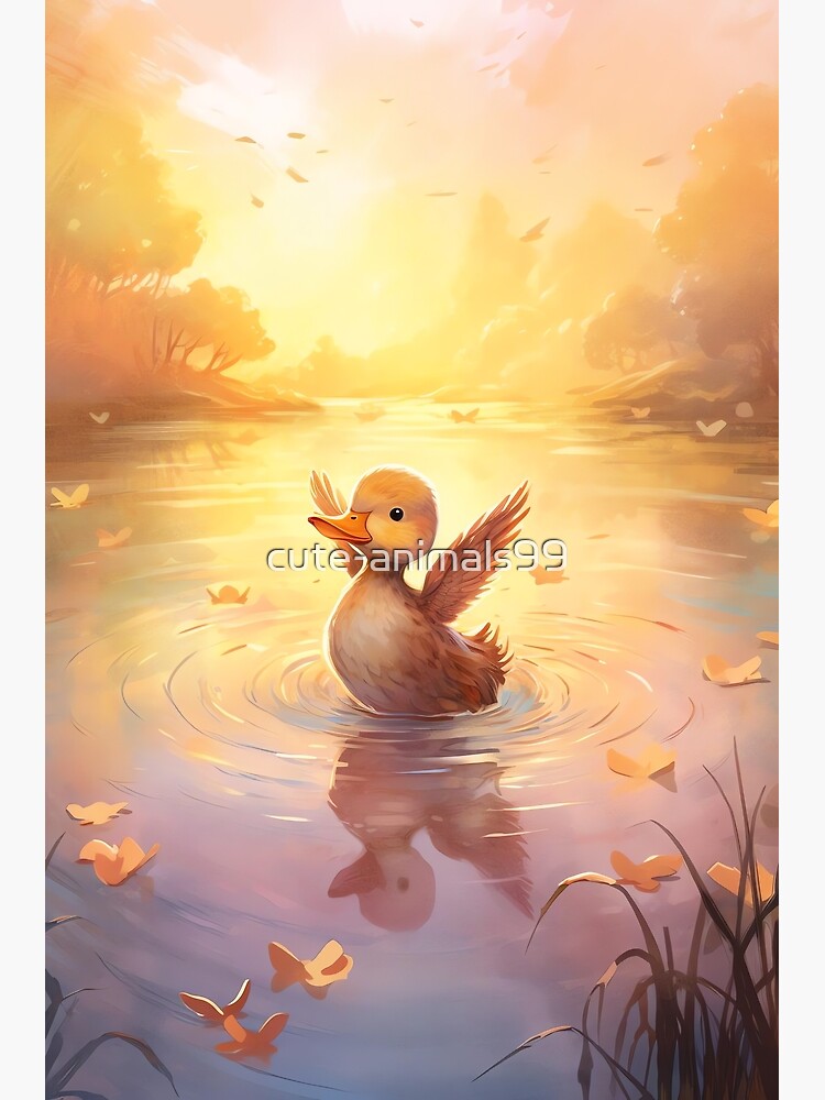 Cute duck in lake Poster