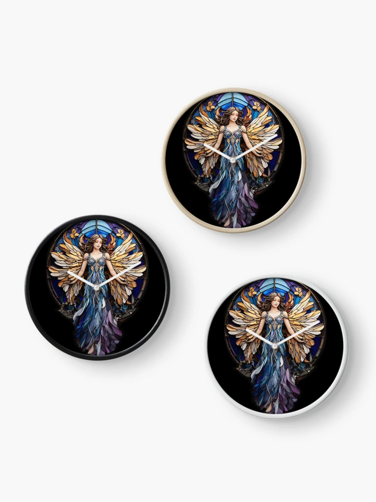 Thumbnail 3 of 4, Clock, Stained Glass Angel Pattern designed and sold by Desfix.
