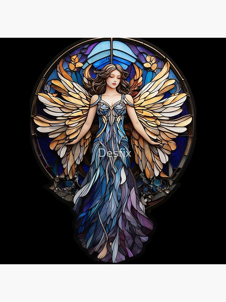 Thumbnail 4 of 4, Clock, Stained Glass Angel Pattern designed and sold by Desfix.
