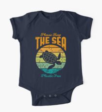 Bitte halten Sie das Meer frei Kunststoff - Retro Turtle Baby Body Kurzarm