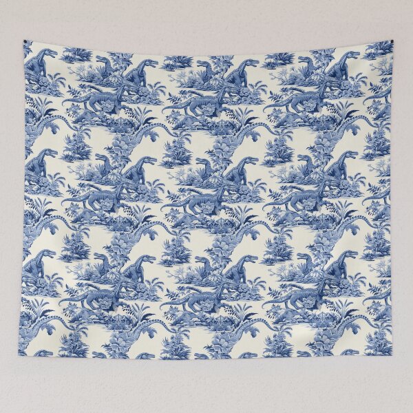 Item preview, Porcelain dinosaurs blue and white traditional art designed and sold by NuttyCottage.