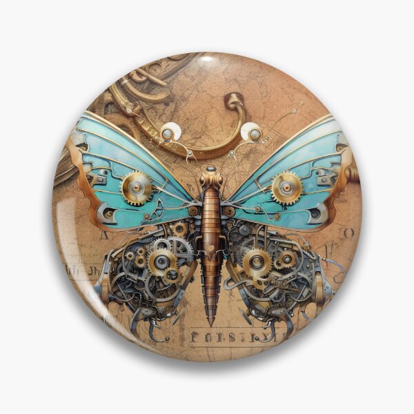 Item preview, Mariposa mecánica Steampunk Aqua designed and sold by Pixelchicken.
