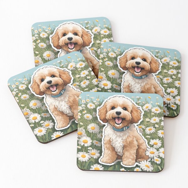 Item preview, A fluffy Cavapoo in daisies  designed and sold by ColourCove .