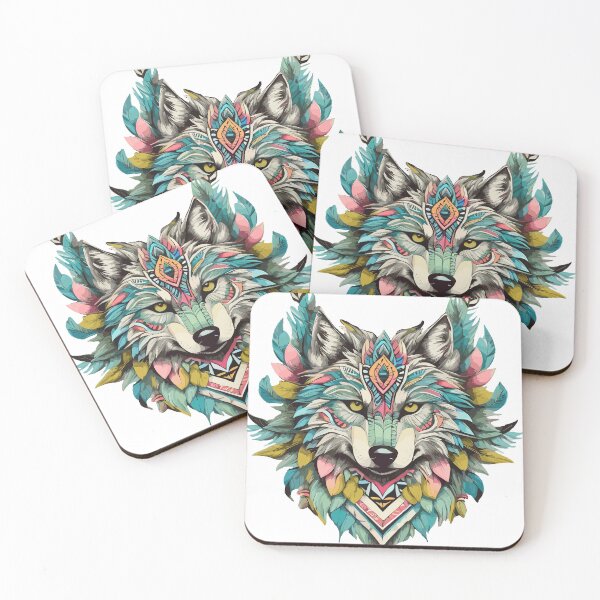 Item preview, wolf feathers spirit animal spirituality wild animal designed and sold by zamperoni.