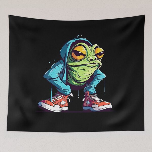 Item preview, Funny cartoon frog in sneakers - well croaked frog designed and sold by WallGemsArt.