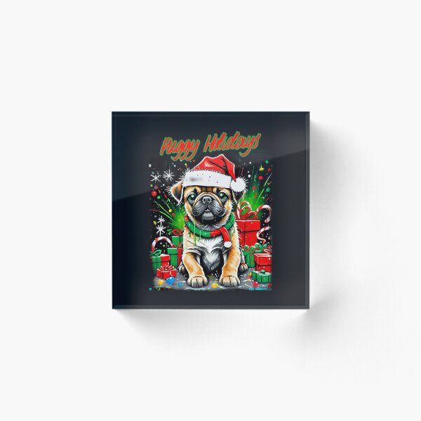 Artikelvorschau, Mops FROHE FEIERTAGE 11 PUGGY HOLIDAYS entworfen und verkauft von RedBluffTraders.
