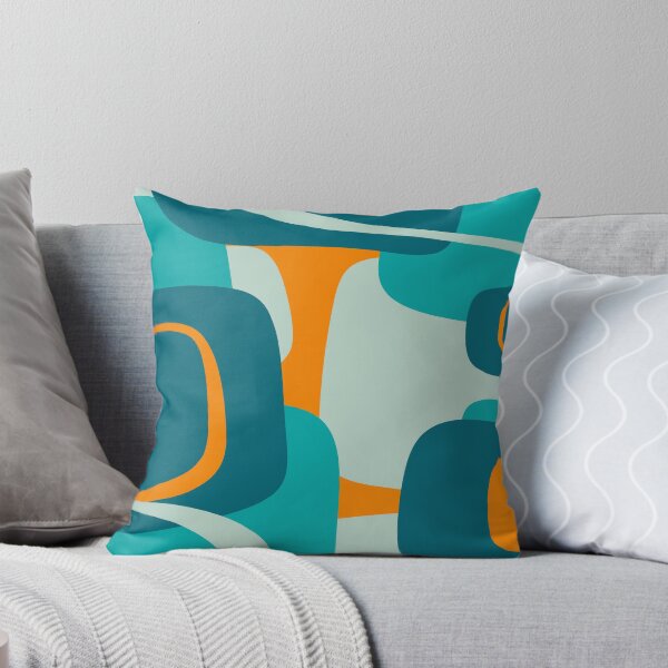 Item preview, Mid Century Modern Retro Abstract Pattern Turquoise Aqua Orange Teal designed and sold by kierkegaard.