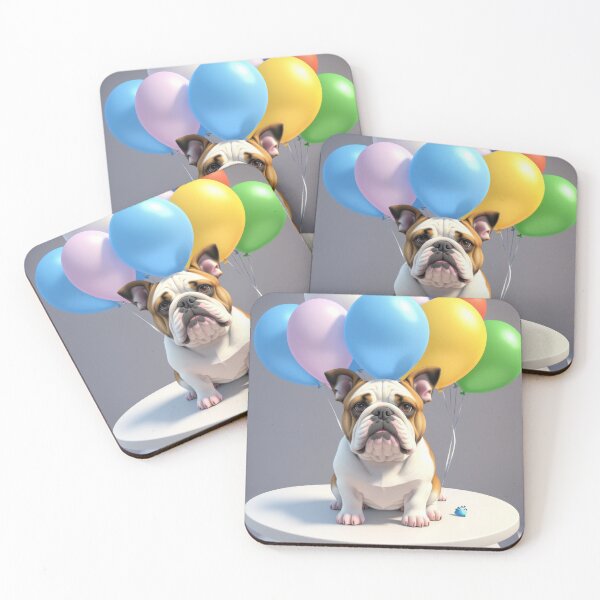 Item preview, Adorable Bulldog dog in a birthday party with balloons designed and sold by Tio-Tecun.