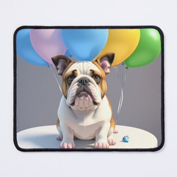 Item preview, Adorable Bulldog dog in a birthday party with balloons designed and sold by Tio-Tecun.