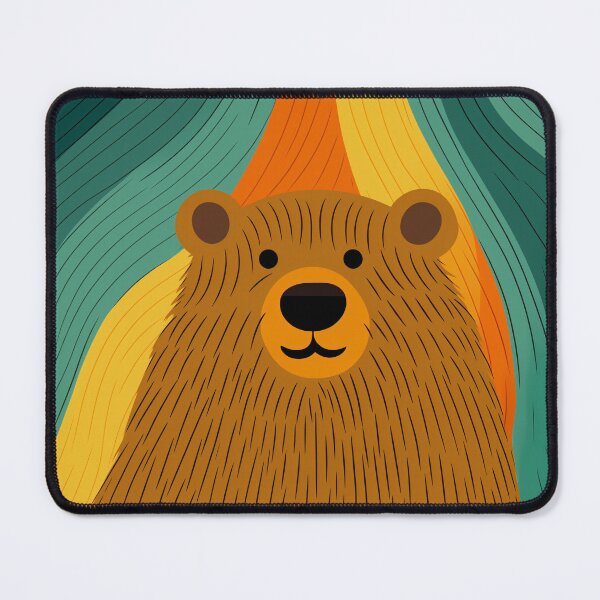 Item preview, Bear and Colorful Wavy Lines designed and sold by EnchantArtCo.