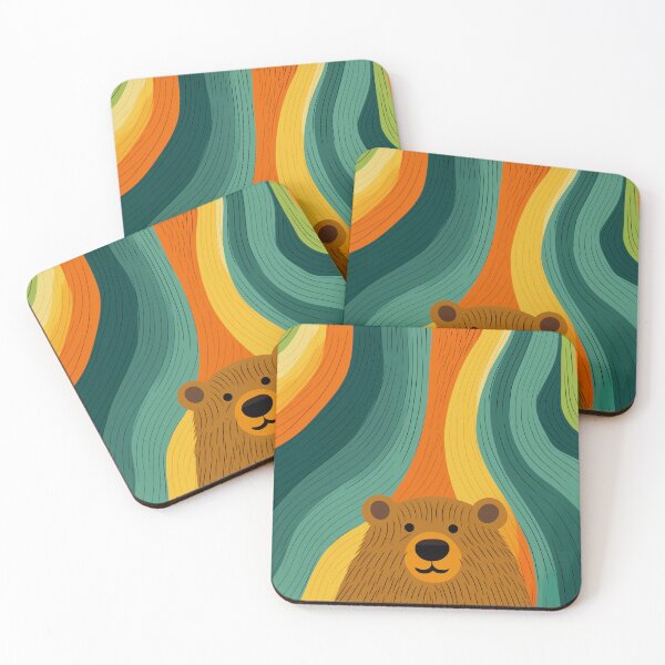 Item preview, Bear and Colorful Wavy Lines designed and sold by EnchantArtCo.
