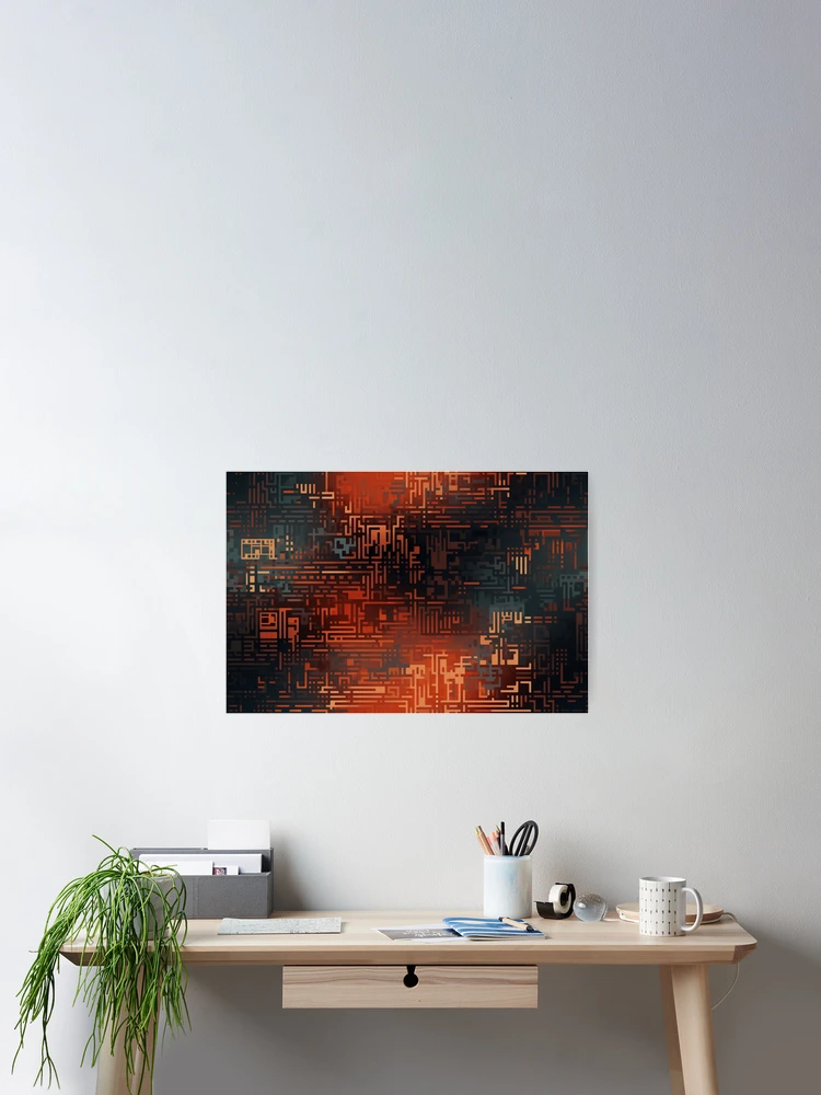 Thumbnail 2 of 3, Poster, Digital Code Abstract Pattern designed and sold by SideSignal.