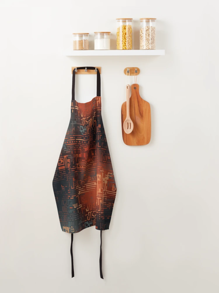 Thumbnail 4 of 6, Apron, Digital Code Abstract Pattern designed and sold by SideSignal.