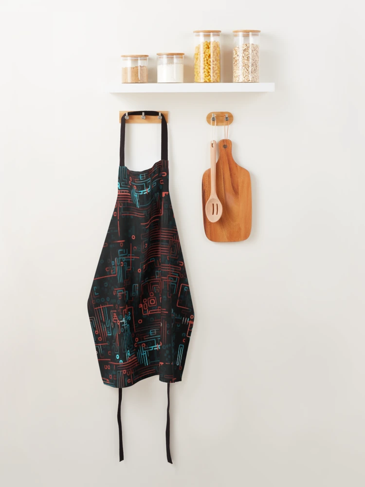 Thumbnail 4 of 6, Apron, Digital Code Abstract Pattern designed and sold by SideSignal.