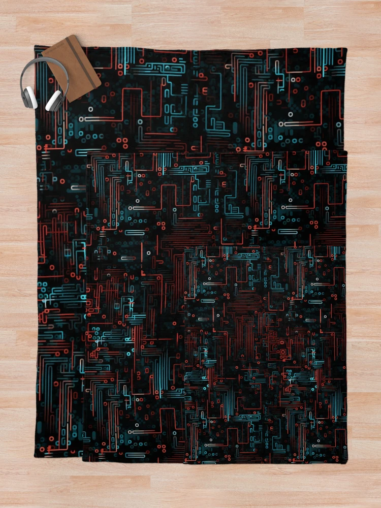 Thumbnail 5 of 6, Throw Blanket, Digital Code Abstract Pattern designed and sold by SideSignal.