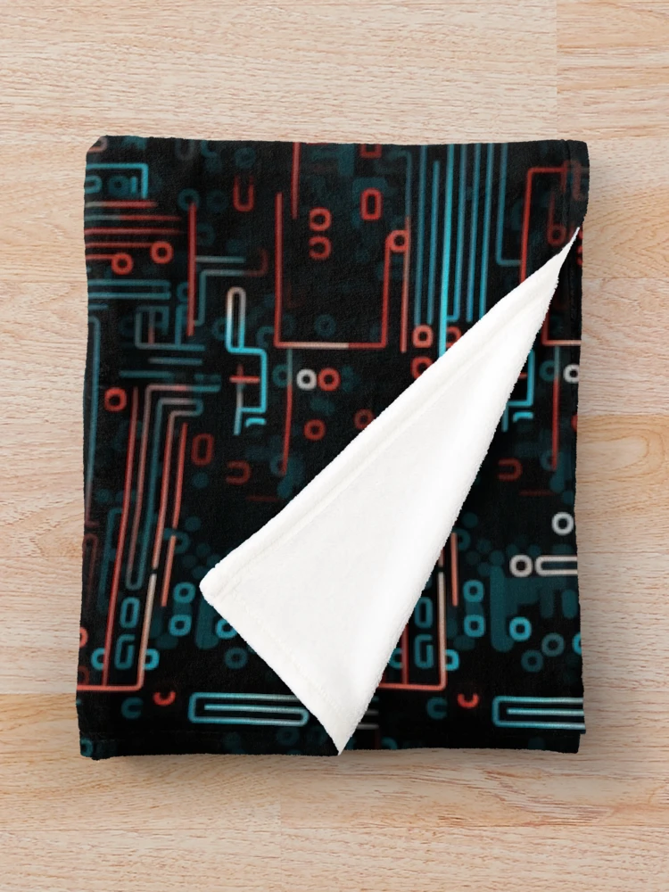 Thumbnail 3 of 6, Throw Blanket, Digital Code Abstract Pattern designed and sold by SideSignal.