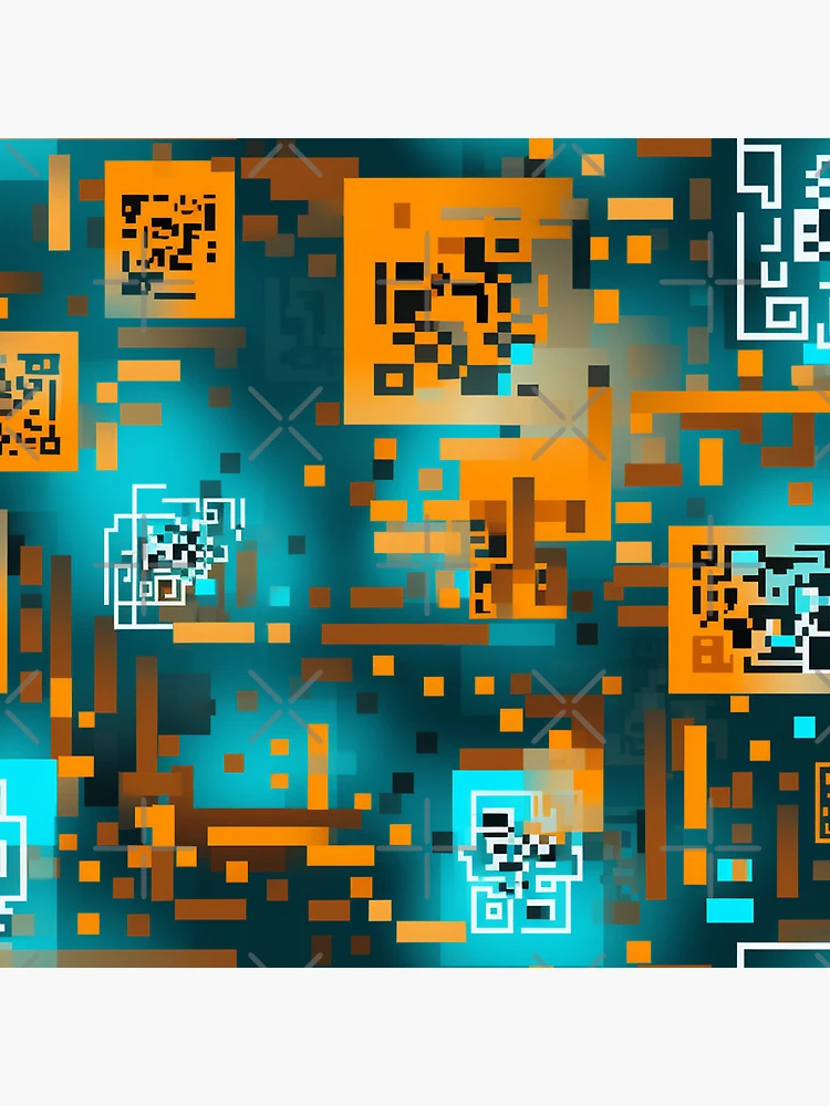 Thumbnail 5 of 5, Acrylic Block, Digital Code Abstract Pattern designed and sold by SideSignal.