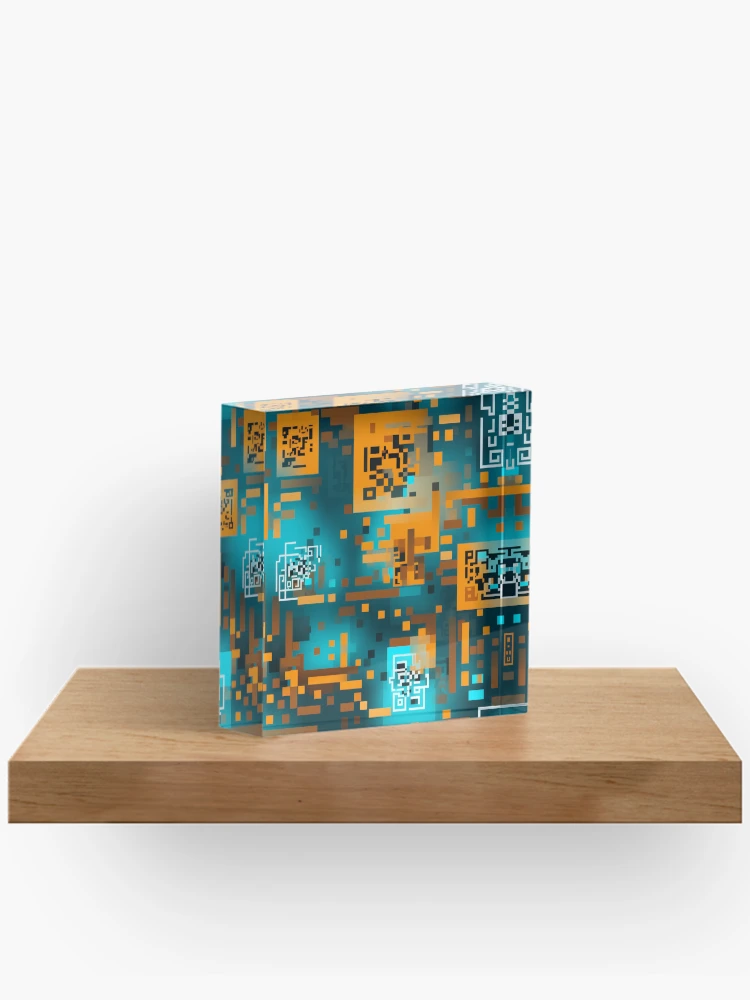 Thumbnail 2 of 5, Acrylic Block, Digital Code Abstract Pattern designed and sold by SideSignal.
