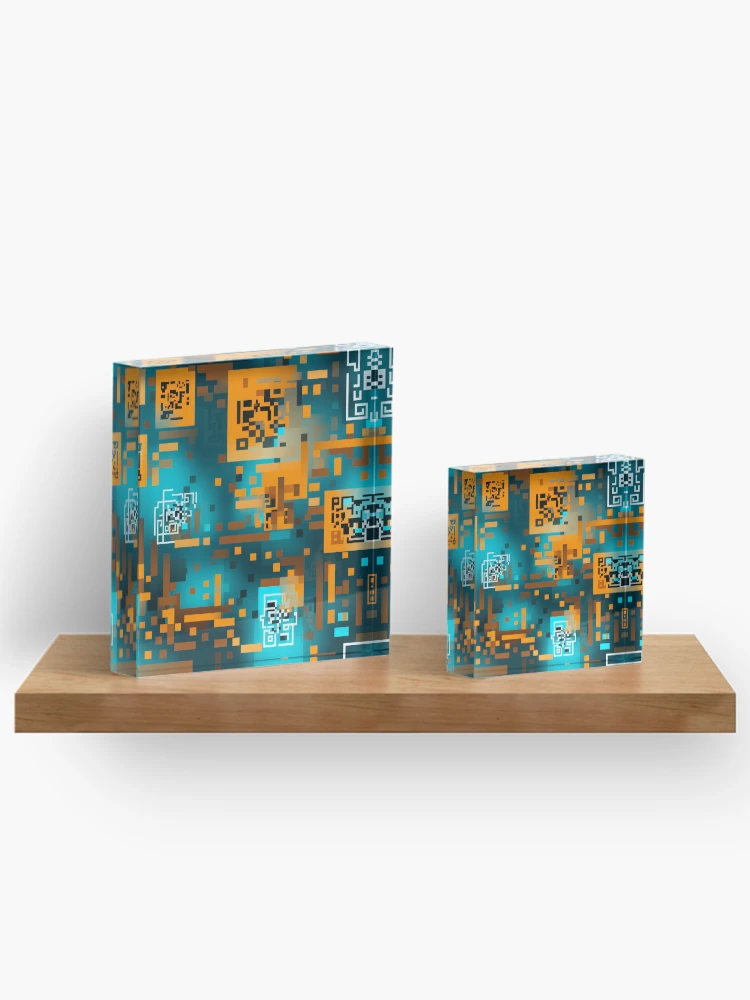 Thumbnail 3 of 5, Acrylic Block, Digital Code Abstract Pattern designed and sold by SideSignal.