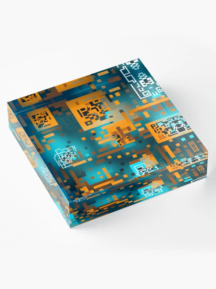 Thumbnail 4 of 5, Acrylic Block, Digital Code Abstract Pattern designed and sold by SideSignal.