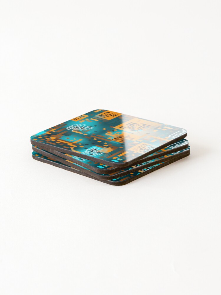 Thumbnail 4 of 5, Coasters (Set of 4), Digital Code Abstract Pattern designed and sold by SideSignal.