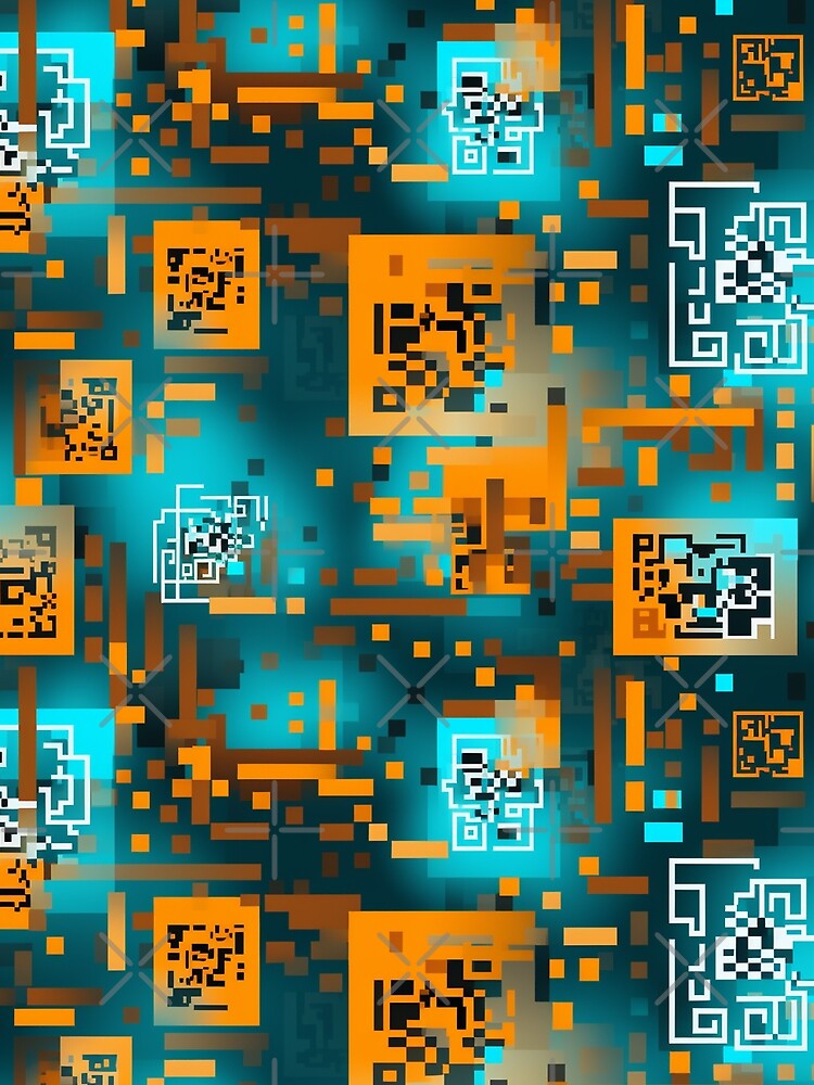 Thumbnail 3 of 3, Scarf, Digital Code Abstract Pattern designed and sold by SideSignal.