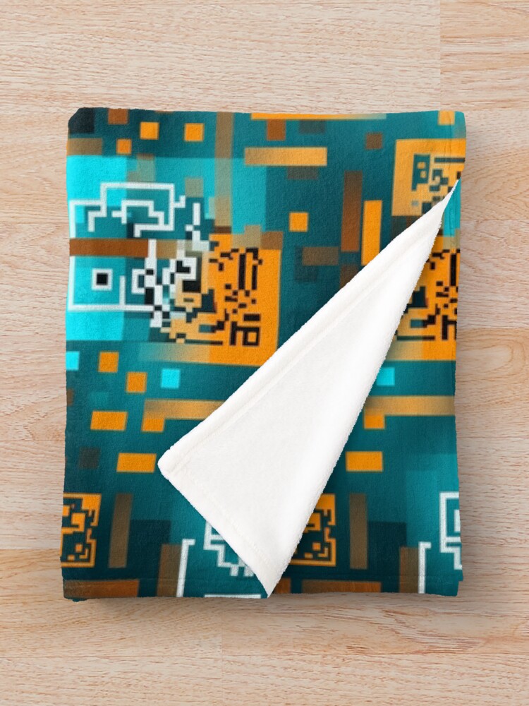 Thumbnail 3 of 6, Throw Blanket, Digital Code Abstract Pattern designed and sold by SideSignal.