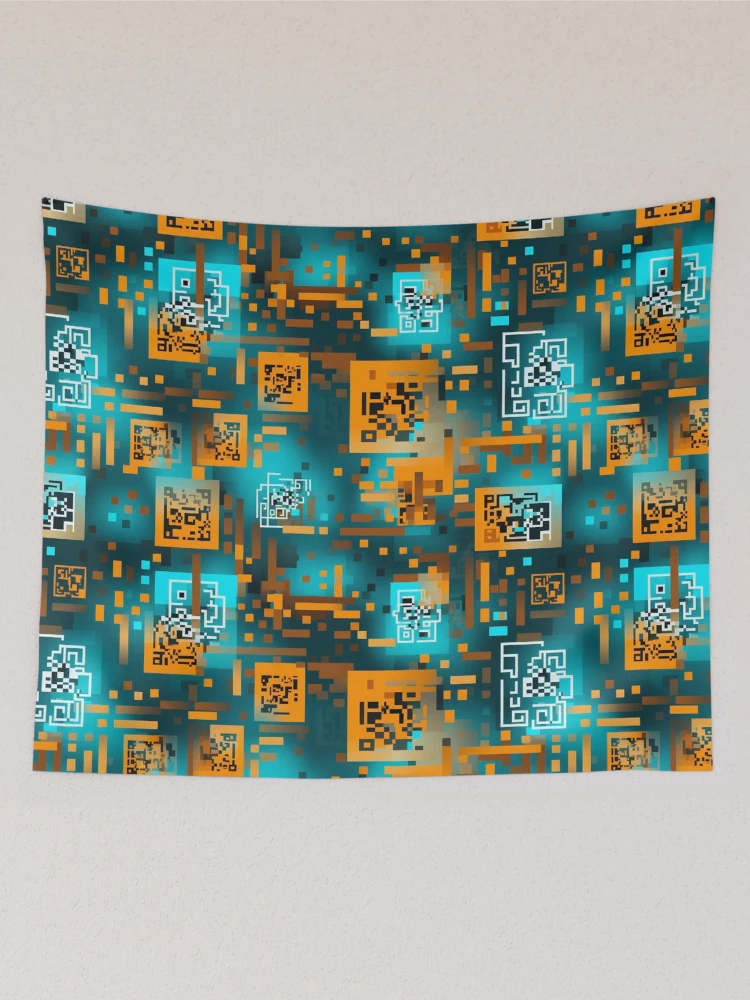 Thumbnail 2 of 3, Tapestry, Digital Code Abstract Pattern designed and sold by SideSignal.