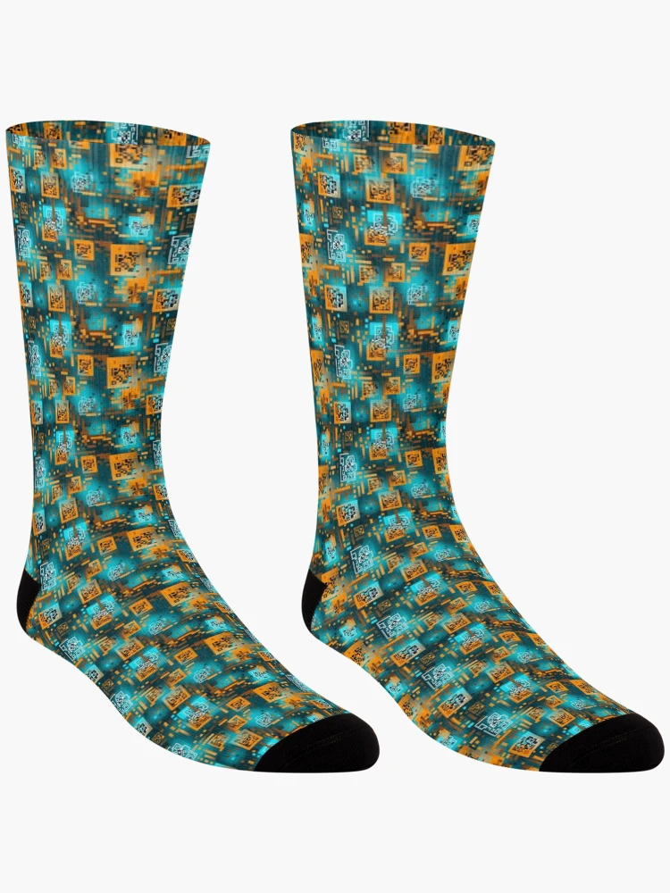 Thumbnail 3 of 5, Socks, Digital Code Abstract Pattern designed and sold by SideSignal.