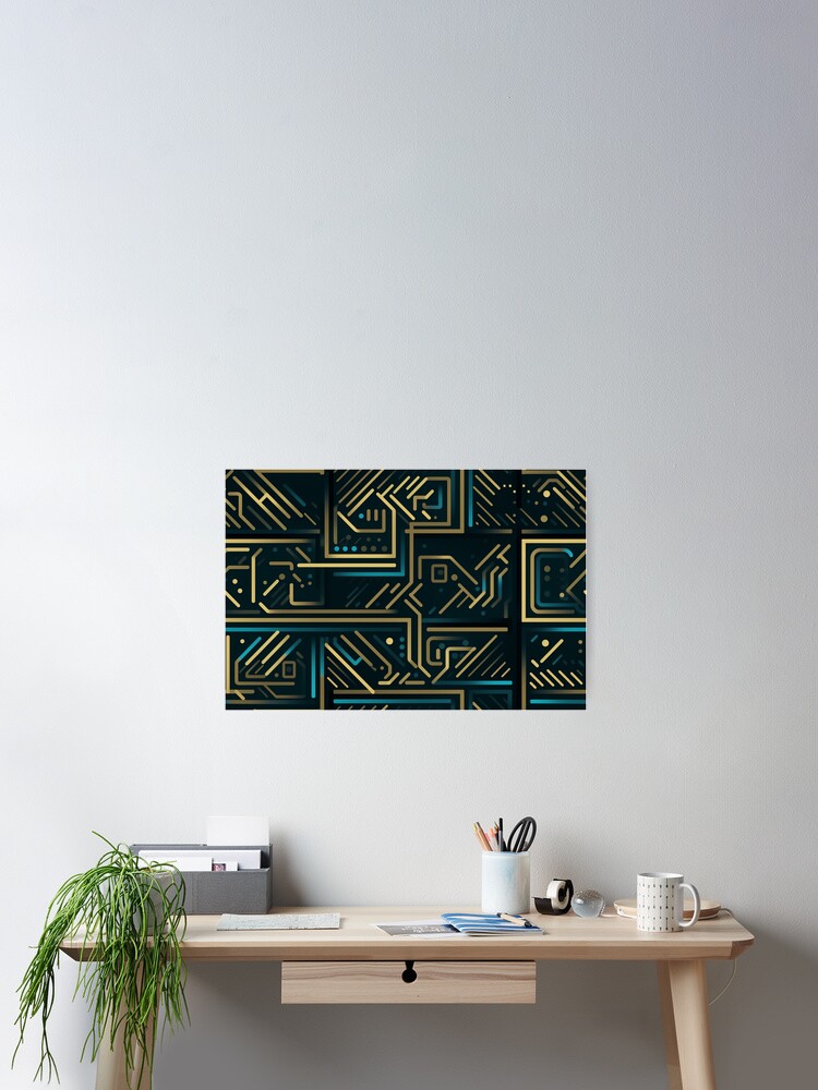 Thumbnail 2 of 3, Poster, Digital Code Abstract Pattern designed and sold by SideSignal.