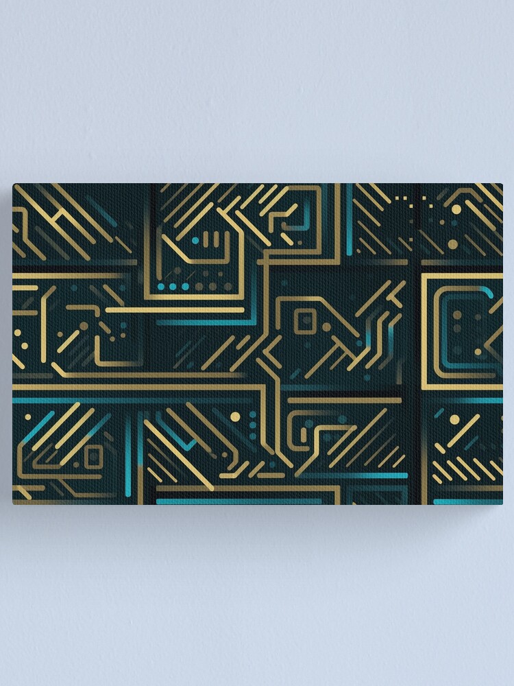 Thumbnail 1 of 3, Canvas Print, Digital Code Abstract Pattern designed and sold by SideSignal.