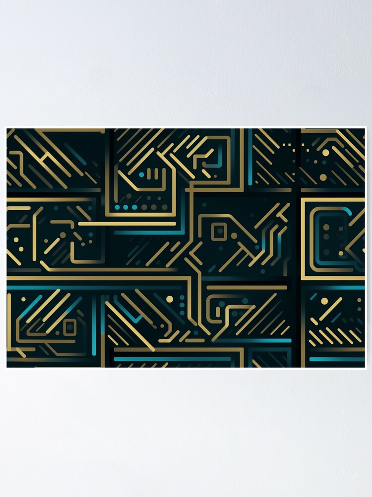 Thumbnail 1 of 3, Poster, Digital Code Abstract Pattern designed and sold by SideSignal.
