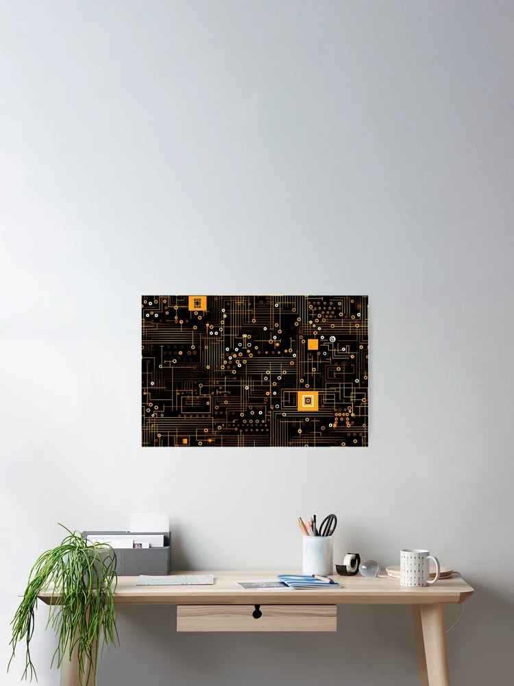 Thumbnail 2 of 3, Poster, Digital Code Abstract Pattern designed and sold by SideSignal.