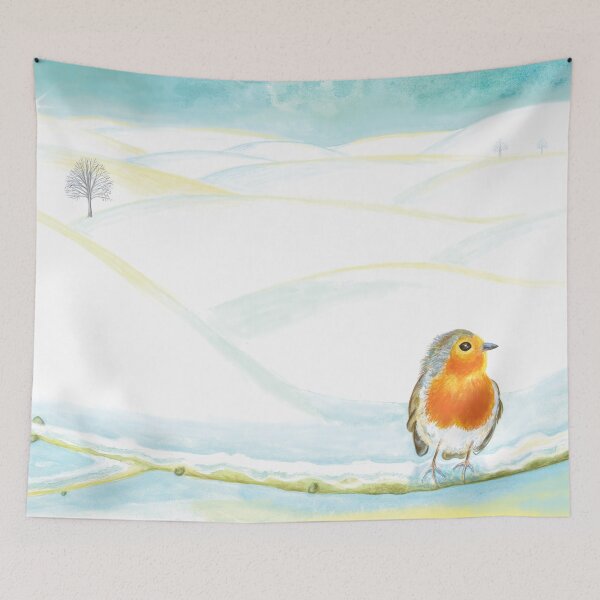 Item preview, Red Robin in Winter Illustration designed and sold by Julia Doria.