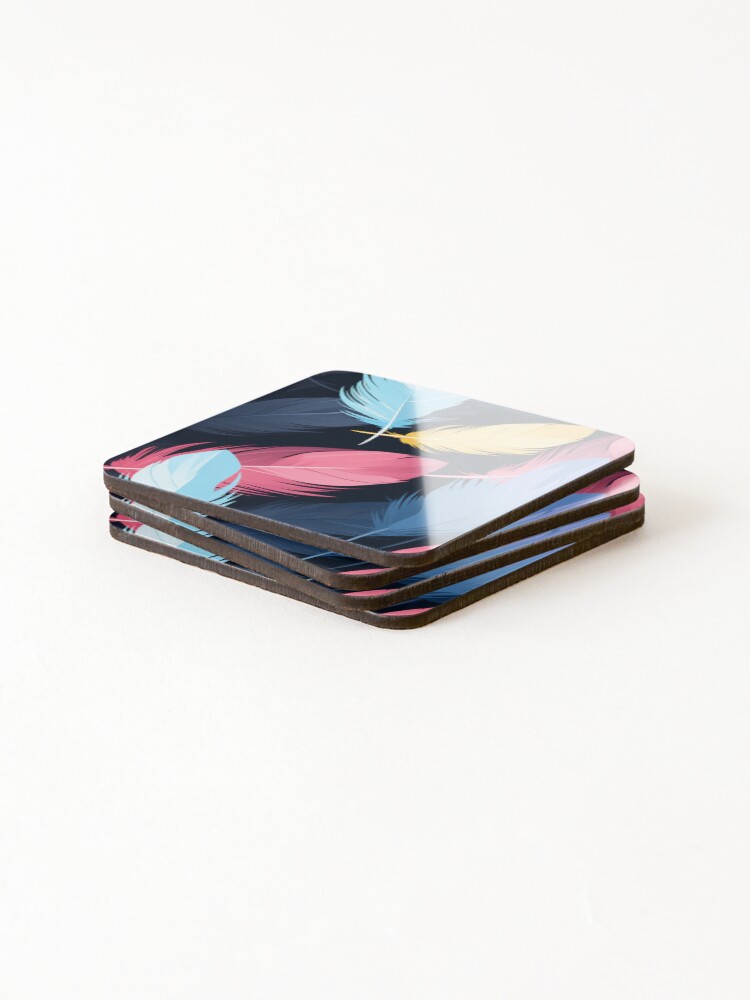 Thumbnail 4 of 5, Coasters (Set of 4), Feather Pattern designed and sold by SideSignal.