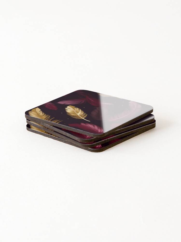 Thumbnail 4 of 5, Coasters (Set of 4), Feather Pattern designed and sold by SideSignal.