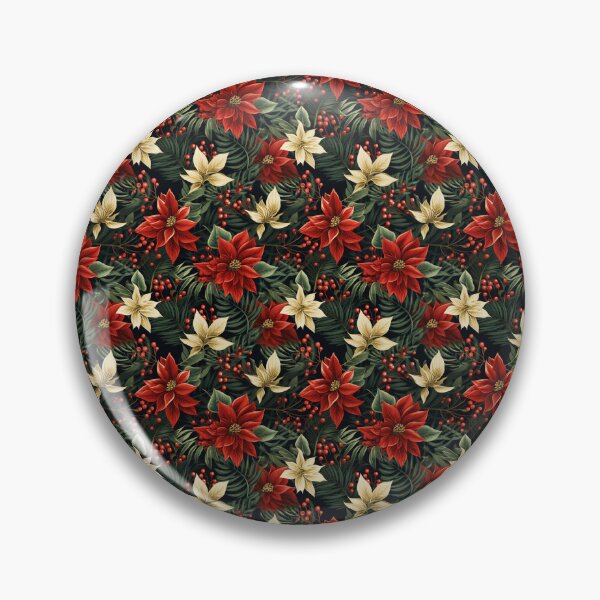Item preview, Festive Poinsettia & Evergreen Holiday Pattern designed and sold by BloomPattern.