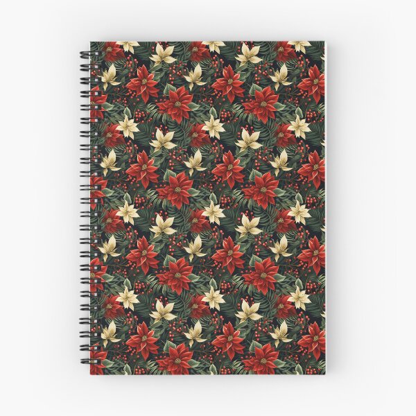 Item preview, Festive Poinsettia & Evergreen Holiday Pattern designed and sold by BloomPattern.