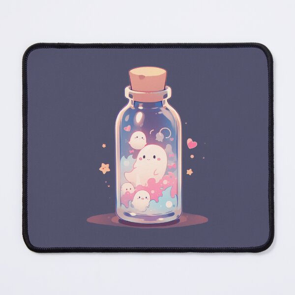 Item preview, Cute Kawaii Glass Bottle with Ghosts designed and sold by CozyKawaiiArt.