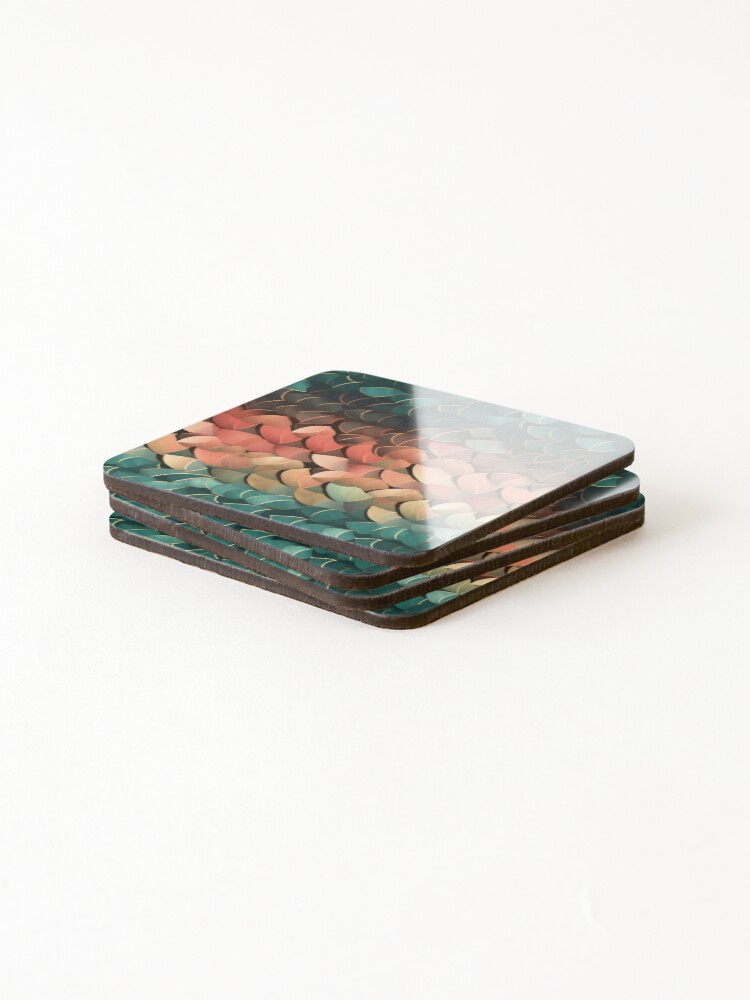 Thumbnail 4 of 5, Coasters (Set of 4), Fishscales Pattern designed and sold by SideSignal.