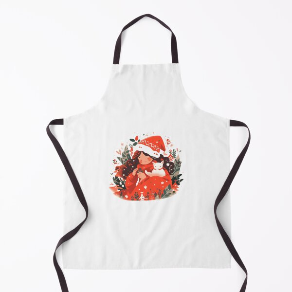 Item preview, Festive Girl Loves White Cat/Dog in Red Christmas Outfit and Hat designed and sold by JollyJellyFace.