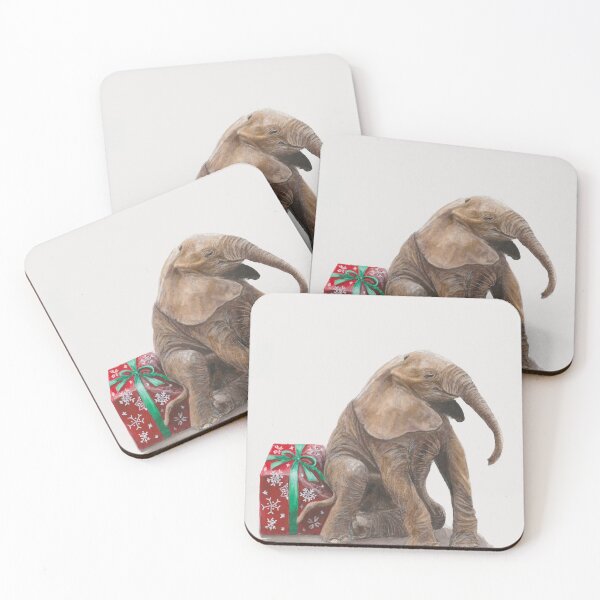 Item preview, Elephant sitting on a Christmas gift designed and sold by Designed-by-Bex.